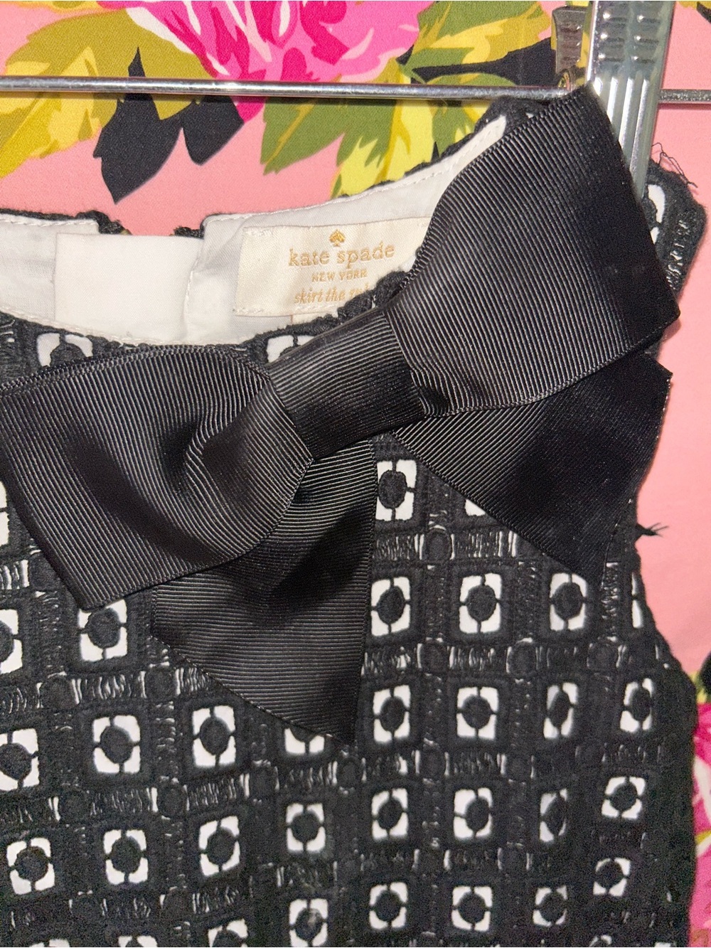 Kate spade shift dress black bow sleeveless 70’s vintage y2k girls lace overlay